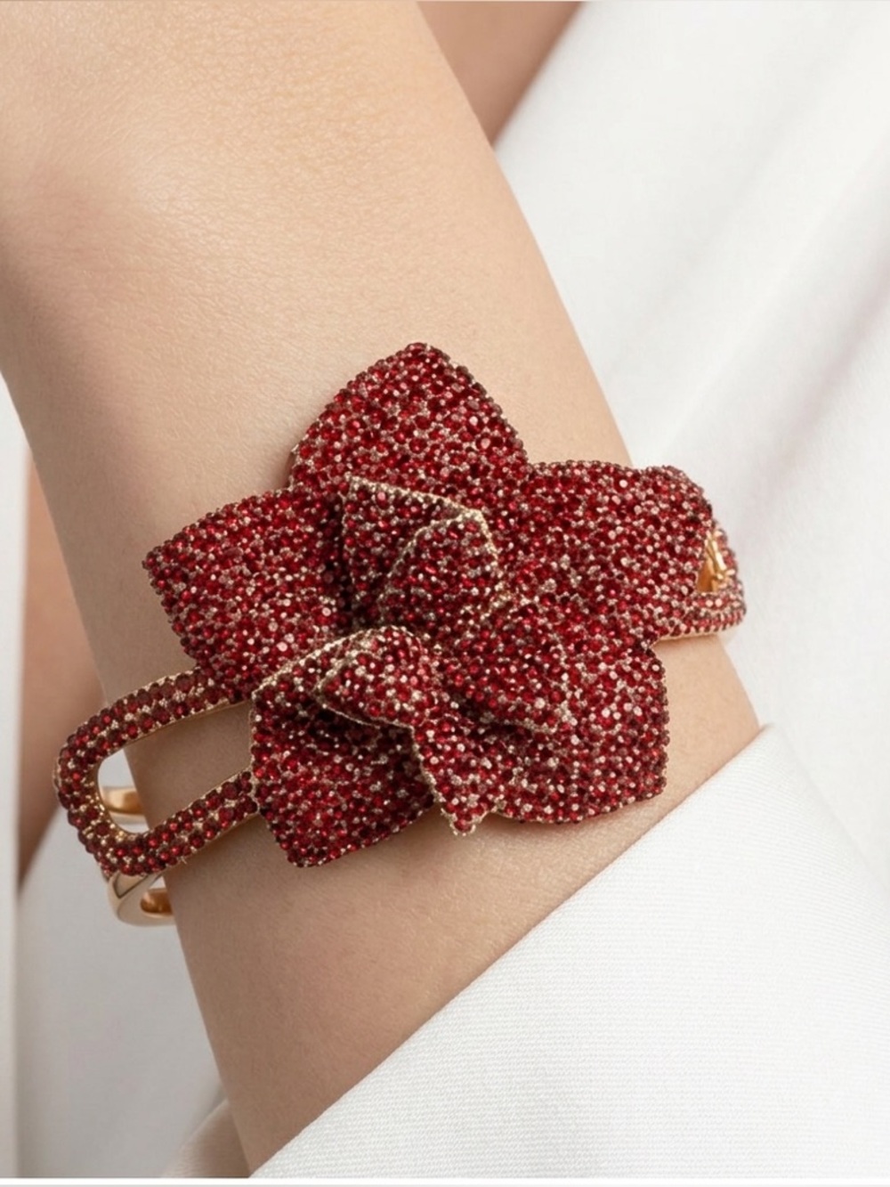 NWT Red Crystal Flower Bracelet by Natasha
